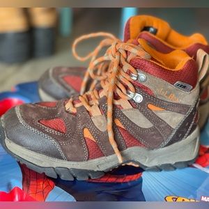 Boys L.L Bean trail model hiking boots brown orange red